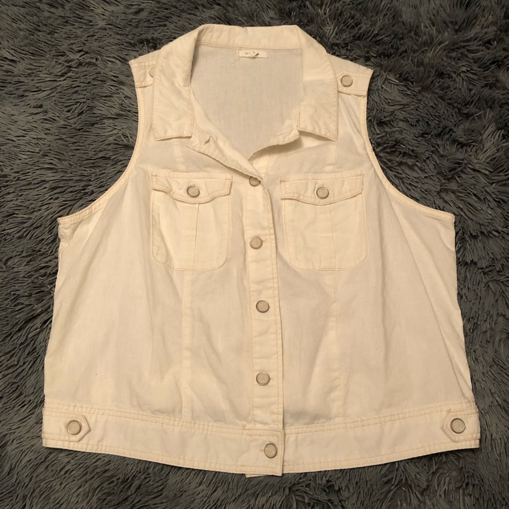 White Button Down Vest from Maurices